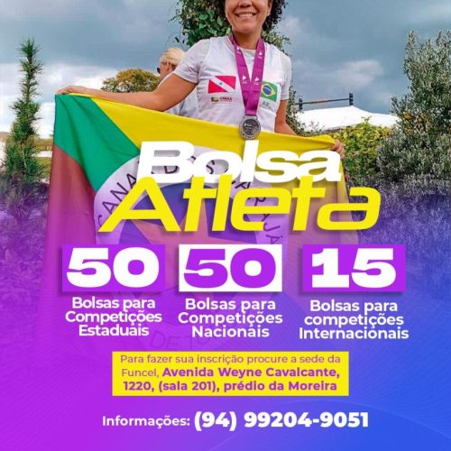 Inscrições para Bolsa Atleta estão abertas em Canaã dos Carajás; saiba mais.
